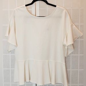 Banana Republic White Peplum Tie Back Top